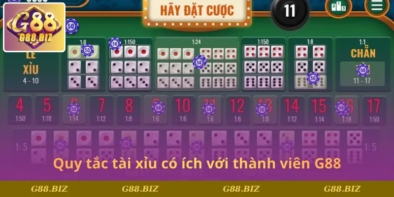 Quy tắc tài xỉu có ích với thành viên G88